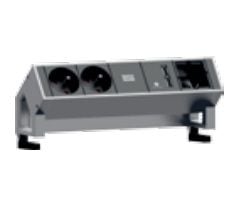 Bachmann DESK 2, 0,2 m, Alumiini, musta, Ruostumaton teräs, 2 AC-pistorasia(a), 239,2 mm