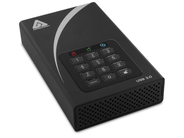 Apricorn Aegis Padlock DT, 12 TB, 2.0/3.2 Gen 1 (3.1 Gen 1), Svart