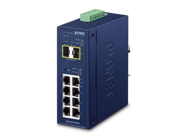PLANET IP30 Industrial L2/L4 8-Port, hanterad, L2/L4, Gigabit Ethernet (10/100/1000), Full duplex, Monteringsbar på väggen