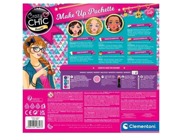 Clementoni Crazy Chic 18697, Sminkesett for barn, 6 år, Flerfarget