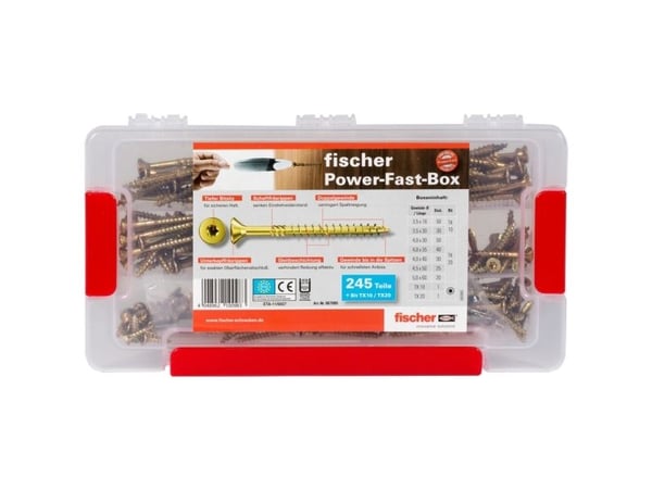 Fischer 667005, Skruvsats, Trä, Delvis gängad, Försänkt huvud, Guld, 50 mm