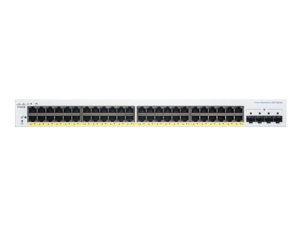 Cisco Business 220 Series CBS220-48P-4G - Switch - smart - 48 x 10/100/1000 (PoE+) + 4 x Gigabit SFP (opplink) - rackmonterbar - PoE+ (382 W)