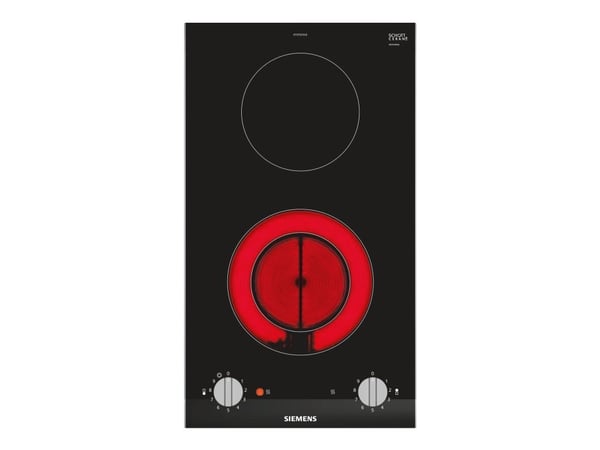 Siemens iQ300 ET375CFA1E - Keramisk komfyrtopp - 2 plater - Nisje - bredde: 27 cm - dybde: 49 cm - med sidepynt av rustfritt stål, - med fasettert ...