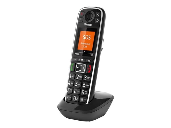Gigaset E720HX, Analoginen/DECT-puhelin, Johdoton puhelin, 200 entries, Tekstiviestijärjestelmä (SMS), Musta