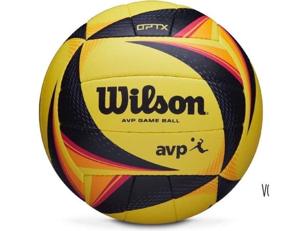 Wilson AVP OPTX, Sort, Gult, Composite, Kunstig lær, Mikrofiber, 18-panel ball, Inne & Ute, AVP, Bilde