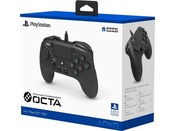 Hori Fighting Commander Octa, Pad-ohjain, PC, PlayStation 4, PlayStation 5, Asetukset-painike, Valintapainike, Setting button, Langallinen, Musta, 3 m