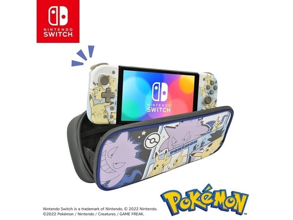 Hori Cargo Pouch Compact (Pikachu, Gengar & Mimikyu), Pussi, Nintendo, Monivärinen, Nintendo Switch, Nintendo Switch OLED, Vetoketju, Pokémon