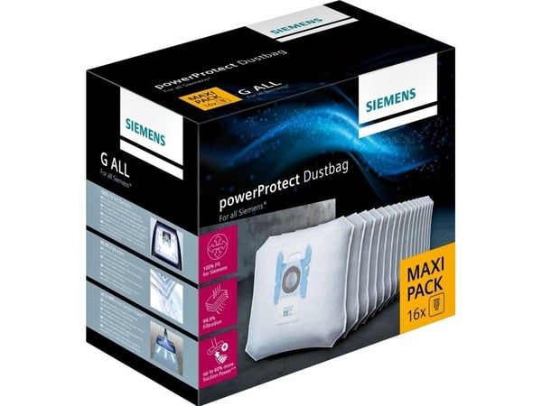 Siemens PowerProtect, Pölypussi, Universaali, Valkoinen, 240 mm, 165 mm, 285 mm