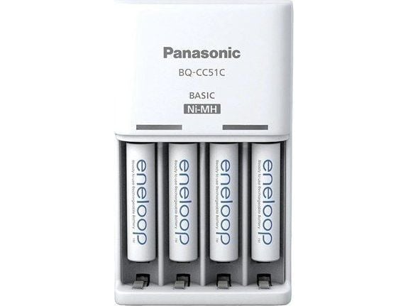Panasonic eneloop Basic BQ-CC51 - Batterilader - plastic free - (for 4xAA/AAA) 4 x AAA - NiMH - 800 mAh (Europlug)