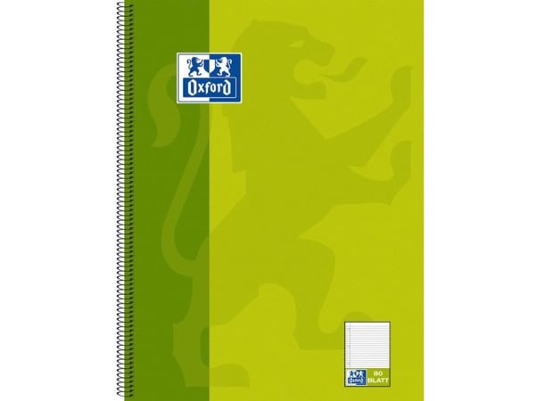 Oxford 100050357, Monokromatisk, Grønn, A4, 80 ark, 90 g/m², Linjerte ark