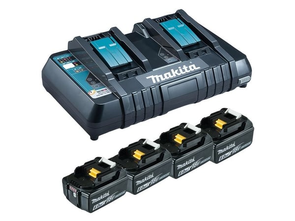 Makita DC18RD - Batterilader + batteri 4 x - Li-Ion - 6 Ah - 108 Wh - 2 x batterier lader