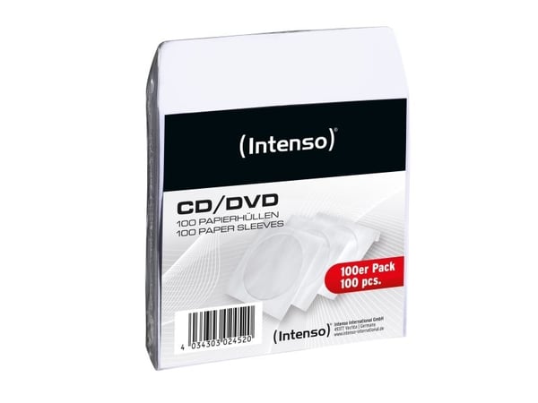 Intenso 9001304, Suojakotelo, 100 levyt, Valkoinen, Paperi Intenso 9001304, Suojakotelo, 100 levyt, Valkoinen, Paperi