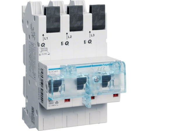 Hager HTS363C, 230/400 V, 4,5 moduulia (moduuleja), 63 A, -25 - 55 °C, -25 - 80 °C, 81 mm