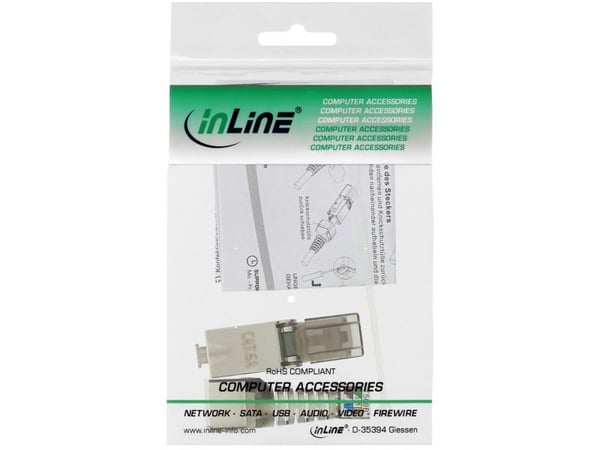 InLine 76204A, Metallisk, Gjennomsiktig, RJ45, Metall, Polybag, 70 mm, 60 mm