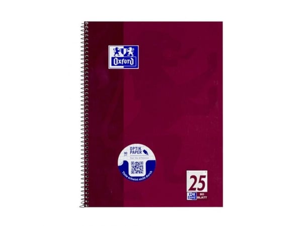 Oxford Collegeblock A4+220x295mm 80 Bl. Liniert Rand baltas R