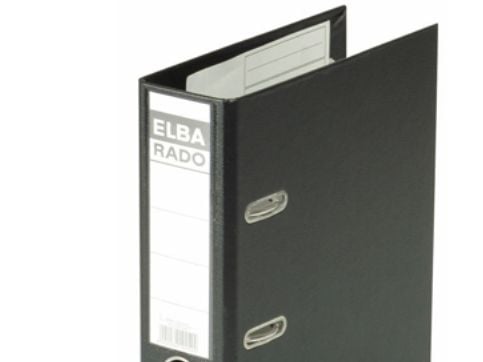 Elba Lever Arch File Rado Plast, 75 mm, for A5 Portrait, PVC Black, A5, PVC, Sort, 500 ark, 75 mm, 230 mm