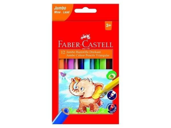 Faber-Castell Jumbo - Fargeblyant - assorterte skinnende farger - 5.4 mm - ekstra tykk (en pakke 12)