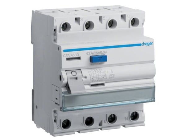 Hager CFA463D, 230/400, Grå, Hvid