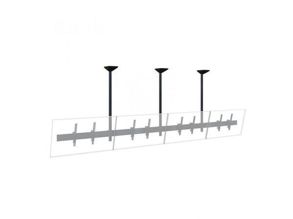 HAGOR comPROnents series - Monteringssett (3 monteringsbraketter, skinne, 8 VESA adapters, 3 poler) - side ved side - for 4 LCD/plasma-paneler - lå...