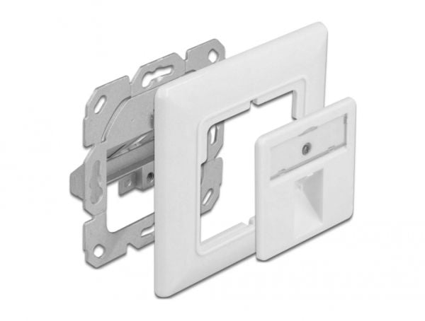 Delock - Keystone socket-outlet - with labeling window - vinklad - 1 modul - kritvit, RAL 9010