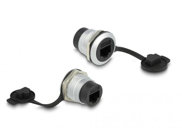 Delock - Click i -moduuli - CAT6 pölysuojalla IP67 pöly- ja vesitiivis - RJ 45 - 1 verkkopistorasia - 1 moduuli - musta