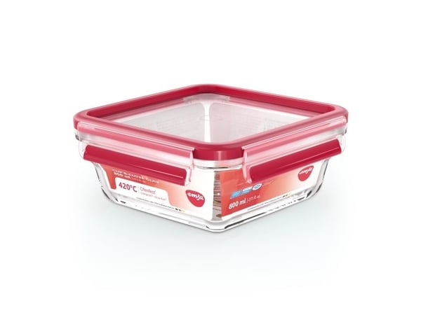 EMSA CLIP & CLOSE N10414, Boks, firkant, 0,8 l, Gjennomsiktig, Glass, 420 °C