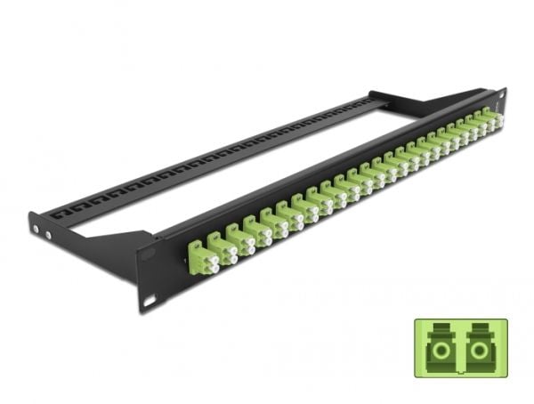Delock - Patch-panel - stativmonterbar - LC Duplex MM X 24 - sort, limegrøn - 1U - 19"