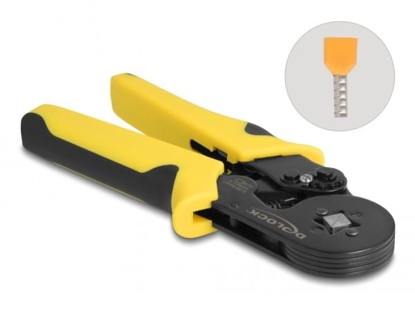 Delock - Krampeverktøy - for crimping wire end ferrules self-adjusting - square - svart, gul