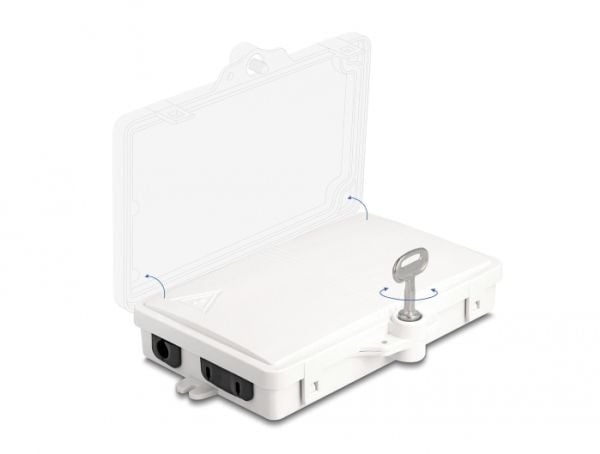 Delock - Fiberoptisk fordelingsboks - IP65, lockable - veggmonterbar - innendørs, utendørs - hvit - 2 porter
