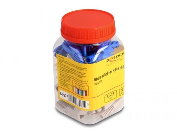 Delock - Verkkokaapelin solmusuoja - harmaa, sininen, läpinäkyvä (50 kpl)