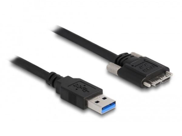 Delock - USB-kabel - USB-type A (hann) til Micro-USB Type B (hann) - USB 3.0 - 3 m - tommelskruer - svart