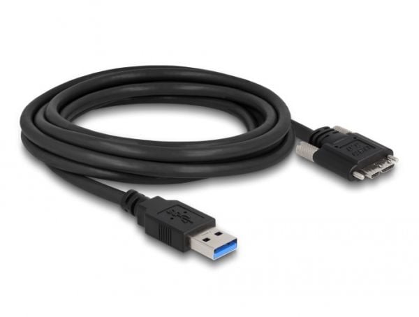 Delock - USB-kabel - USB-type A (hann) til Micro-USB Type B (hann) - USB 3.0 - 3 m - tommelskruer - svart