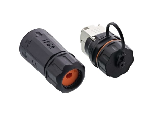 InLine 69990R, RJ-45, Musta, Naaras, Cat6a, IP68, 1 kpl