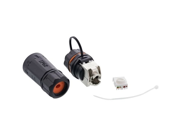 InLine 69990R, RJ-45, Musta, Naaras, Cat6a, IP68, 1 kpl