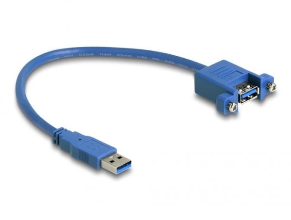 Delock - USB-kabel - USB (hann) til USB (hunn) skrubar - USB 3.2 Gen 1 - 25 cm - blå