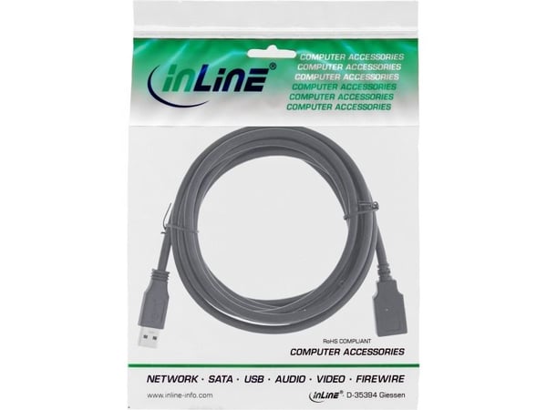 InLine B-35620, 2 m, USB A, USB A, USB 3.2 Gen 1 (3.1 Gen 1), 5 Gbit/sek, Svart