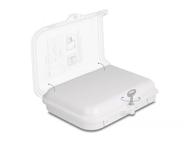 Delock - Fiberoptisk fordelingsboks - IP65, waterproof, lockable - veggmonterbar - innendørs, utendørs - hvit - 8 porter