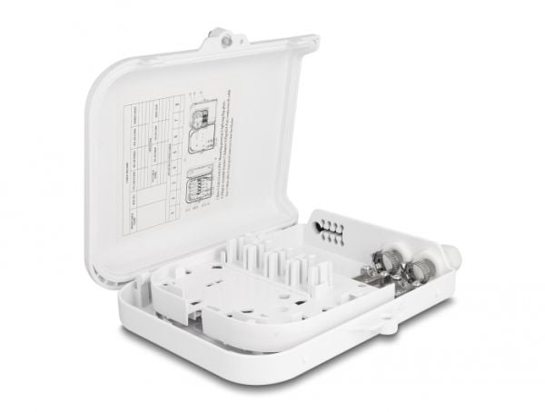 Delock - Fiberoptisk fordelingsboks - IP65, waterproof, lockable - veggmonterbar - innendørs, utendørs - hvit - 8 porter