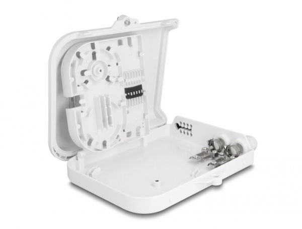 Delock - Fiberoptisk fordelingsboks - IP65, waterproof, lockable - veggmonterbar - innendørs, utendørs - hvit - 8 porter