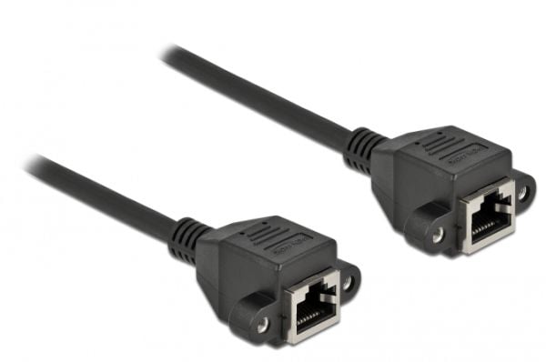 Delock - Nettverksforlengelseskabel - RJ-45 (hann) skrubar til RJ-45 (hunn) skrubar - 3 m - S/FTP - CAT 6a - svart