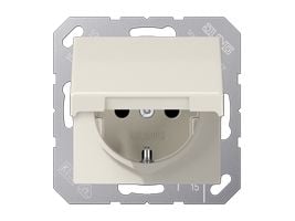 JUNG AS 1520 KL, tyyppi F, 1 moduuli(t), 2P, norsunluu, Duroplast, IP44