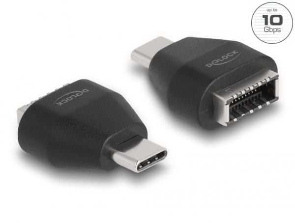 Delock - USB-adapter - USB-C (hann) til 20 pin Key A (hunn) - USB 3.2 Gen 2 - svart
