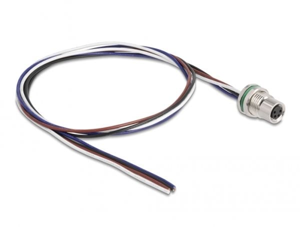 Delock - Netværkskabel - 4 pin M8 (hun) til uisoleret ledning - 50 cm - 4.6 mm - lajittelu
