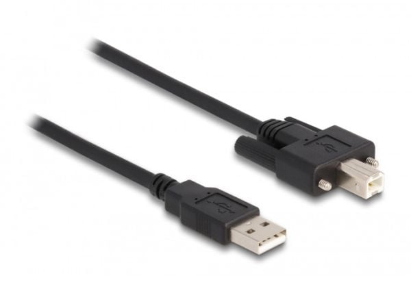 Delock - USB-kabel - USB (hann) til USB-type B (hann) skrubar - USB 2.0 - 50 cm - svart