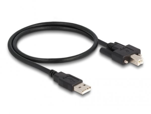 Delock - USB-kabel - USB (hann) til USB-type B (hann) skrubar - USB 2.0 - 50 cm - svart