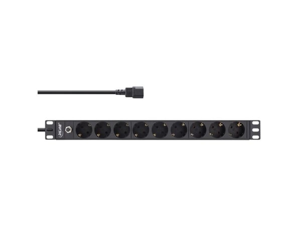 InLine 16429S, 9 AC-utganger, C14 kopling, IEC 320, 2500 W, 1,5 mm², C14 kopling, Svart
