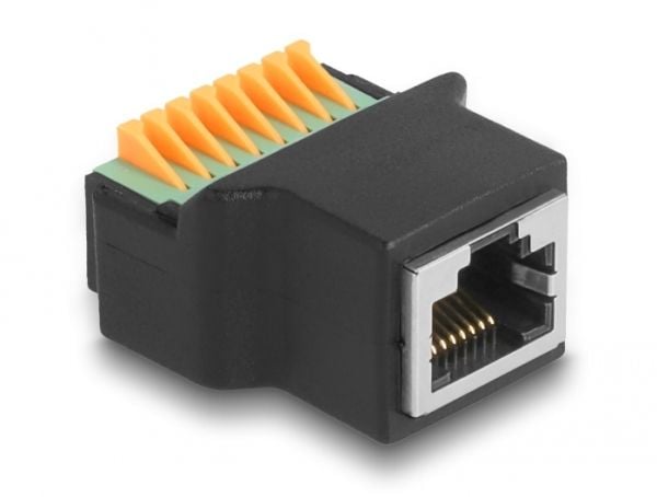 Delock - Nettverksadapter - RJ-45 (hunn) til tilkoblingsklemme - svart, grønn