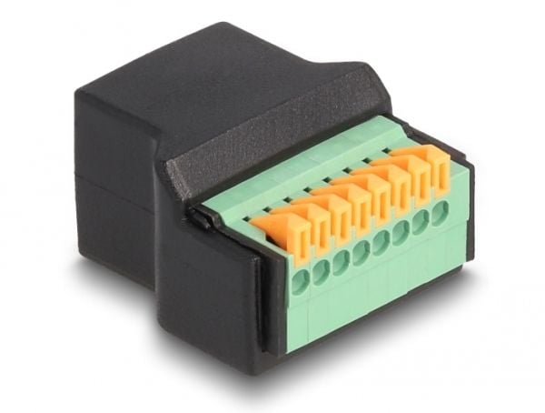 Delock - Nettverksadapter - RJ-45 (hunn) til tilkoblingsklemme - svart, grønn