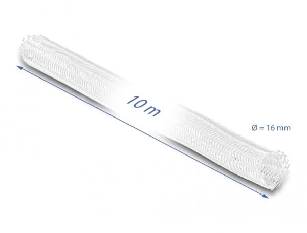 Delock - Flätad ärm - 16 mm diameter - 10 m - vit
