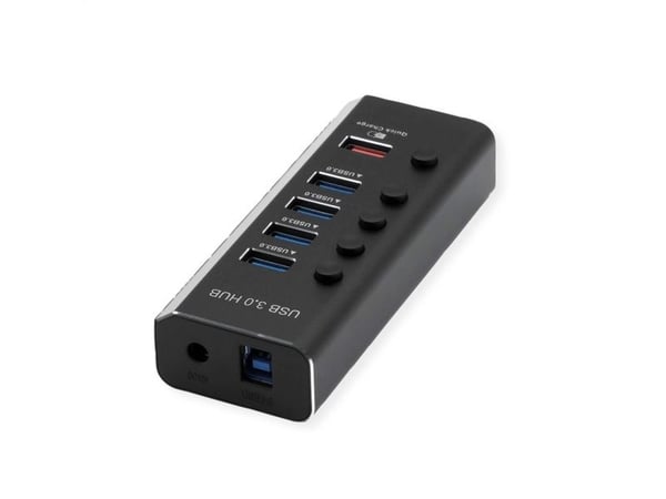 ROLINE 14.02.5058, USB 3.2 Gen 1 (3.1 Gen 1) Type-B, USB 3.2 Gen 1 (3.1 Gen 1) Type-A, 5120 Mbit/s, Svart, Gjuten aluminium, 33 mm